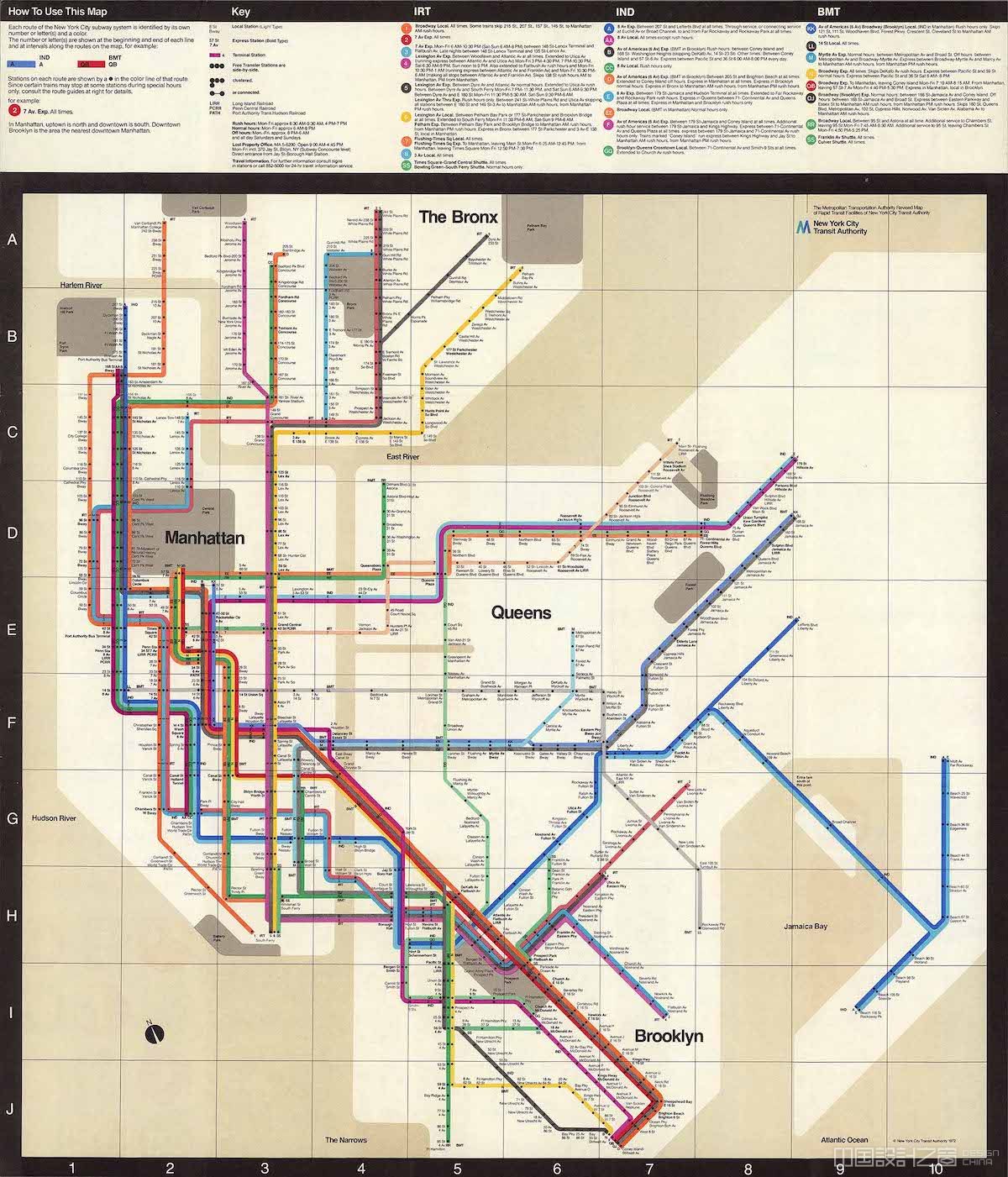 点击打开原图 1972 Vignelli NYC Subway Diagram Map - Design Is Not Art: Uncovering the Brilliant Logic Behind Massimo Vignelli’s Famous Designs